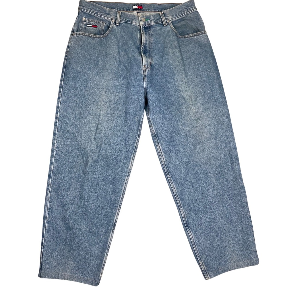 Tommy Jeans Mens 38W 30L Blue 90s Preppy Relaxed Straight Leg Denim VTG
